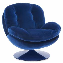 Fauteuil Memento Tissu Uni Bleu Marque Athezza Loveuse Pivotante Pied Acier Bleu 81x83x86cm