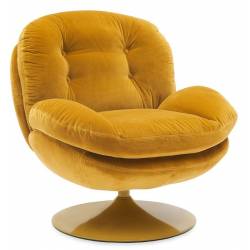 Fauteuil Memento POP Moutarde Marque Athezza Loveuse Pivotante Pied Acier Moutarde 81x83x86cm