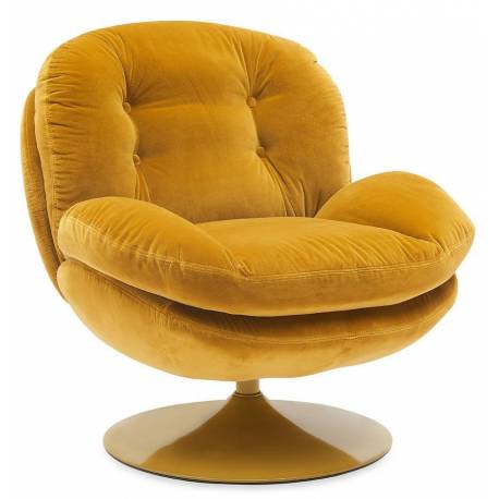 Fauteuil Memento POP Moutarde Marque Athezza Loveuse Pivotante Pied Acier Moutarde 81x83x86cm
