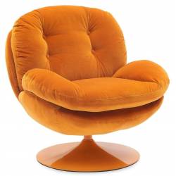 Fauteuil Memento POP Orange Marque Athezza Loveuse Pivotante Pied Acier Orange 81x83x86cm