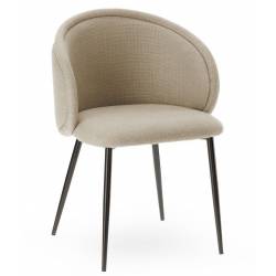 Fauteuil de Table Bari Athezza Assise de Table Tissu Beige Chaise de Bureau 57x61x79cm