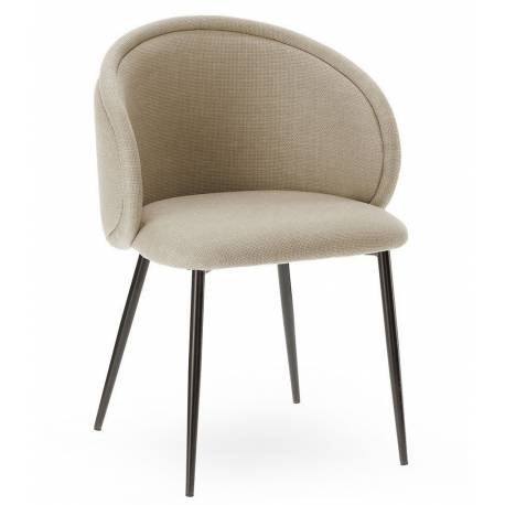 Fauteuil de Table Bari Athezza Assise de Table Tissu Beige Chaise de Bureau 57x61x79cm