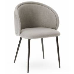 Fauteuil de Table Bari Athezza Assise de Table Tissu Gris Chaise de Bureau 57x61x79cm