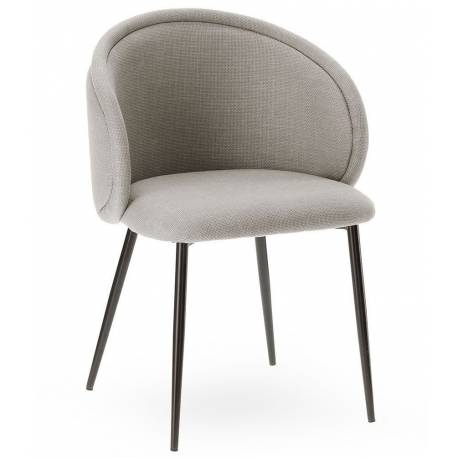 Fauteuil de Table Bari Athezza Assise de Table Tissu Gris Chaise de Bureau 57x61x79cm
