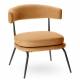 Fauteuil Rigel Athezza Chaise de Salon Métal Noir et Tissu Miel Assise Basse Design 68x70x72cm