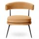 Fauteuil Rigel Athezza Chaise de Salon Métal Noir et Tissu Miel Assise Basse Design 68x70x72cm