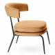 Fauteuil Rigel Athezza Chaise de Salon Métal Noir et Tissu Miel Assise Basse Design 68x70x72cm