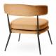 Fauteuil Rigel Athezza Chaise de Salon Métal Noir et Tissu Miel Assise Basse Design 68x70x72cm