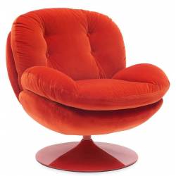 Fauteuil Memento POP Rouge Marque Athezza Loveuse Pivotante Pied Acier Rouge 81x83x86cm