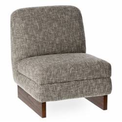 Fauteuil Oslo Athezza Assise de Salon Bois et Tissu Gris Chiné Chauffeuse Seventies 65x74x77cm