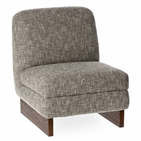 Fauteuil Oslo Athezza Assise de Salon Bois et Tissu Gris Chiné Chauffeuse Seventies 65x74x77cm