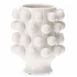 Céramique de Décoration Grappa Blanche Athezza Vase Décoration à Poser en Grès 18,7x18,7x24cm