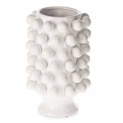 Céramique de Décoration Grappa Blanche Athezza Vase Décoration à Poser en Grès 24,5x24,5x40cm