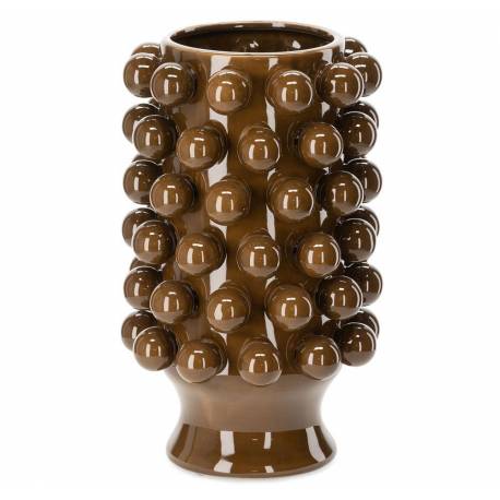 Céramique de Décoration Grappa Chataigne Athezza Vase Décoration à Poser en Grès 24,5x24,5x40cm