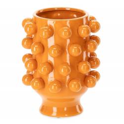 Céramique de Décoration Grappa Orange Clair Athezza Vase Décoration à Poser en Grès 18,7x18,7x24cm