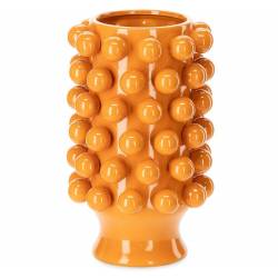 Céramique de Décoration Grappa Orange Clair Athezza Vase Décoration à Poser en Grès 24,5x24,5x40cm