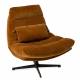Fauteuil Wilmington Athezza Siège de Salon Pivotant Assise Velours Camel et Acier 82x84x94cm