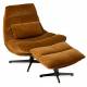 Fauteuil Wilmington Athezza Siège de Salon Pivotant Assise Velours Camel et Acier 82x84x94cm