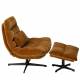 Fauteuil Wilmington Athezza Siège de Salon Pivotant Assise Velours Camel et Acier 82x84x94cm