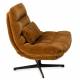 Fauteuil Wilmington Athezza Siège de Salon Pivotant Assise Velours Camel et Acier 82x84x94cm