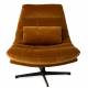 Fauteuil Wilmington Athezza Siège de Salon Pivotant Assise Velours Camel et Acier 82x84x94cm