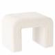 Tabouret Lhassa Athezza Pouf Tissu Bouclette Blanc Assise d’Appoint Design 47x48x67cm