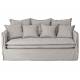 Canapé Cosy Athezza Fauteuil 2 Places Tissu Lin Gris Cassé Banquette Déhoussable 7 Coussins 68x95x182cm