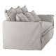 Canapé Cosy Athezza Fauteuil 2 Places Tissu Lin Gris Cassé Banquette Déhoussable 7 Coussins 68x95x182cm
