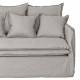 Canapé Cosy Athezza Fauteuil 2 Places Tissu Lin Gris Cassé Banquette Déhoussable 7 Coussins 68x95x182cm