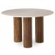 Table Lecce Athezza Table de Repas en Manguier et Marbre Blanc Table Ronde 76x120x120cm