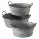 Bassine Métal Effet Zinc Bac à Plantes Jardinière Jackson à Poignée Ronde Pm 17,5x51,5x37,5cm