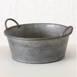 Bassine Métal Effet Zinc Bac à Plantes Jardinière Jackson à Poignée Ronde Mm 18,5x36,5x42cm
