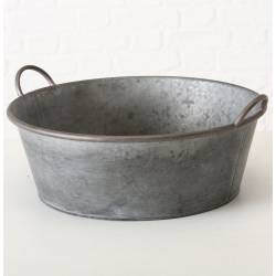 Bassine Métal Effet Zinc Bac à Plantes Jardinière Jackson à Poignée Ronde Gm 19x42x47,5cm