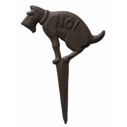 Plaque Chien en Fonte Piquet d’Interdiction Animalier Patiné Marron Figure Canine 1x23x32cm