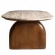 Table de Salon Aydin Athezza Table de Basse Ovale Manguier et Travertin Guéridon d’Intérieur Façon Artisanal 40x65x120cm