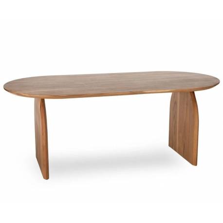 Table de Repas Nerja Athezza Table à Manger Manguier Ovale Plateau 6/8 Personnes Couleur Bois Naturel 76x100x200cm