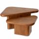 Duo de Tables Basses Nerja Athezza Lot de 2 Tables de Salon Triangulaires Guéridons Manguier 46x60x86cm