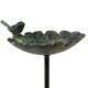 Bain Oiseau Fleur Coupelle à Oiseau Bénitier sur Pic Fonte et Acier Patiné Vert Tuteur 14,5x17,5x87cm
