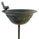 Bain Oiseau sur Pic Bénitier Rond Métal Patiné Vert Mangeoire à Oiseaux à Planter Motif Floral 17x19x96cm