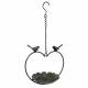 Bain Oiseau à Suspendre Mangeoire en Fonte Patinée Vert Ancien Abreuvoir Extérieur sur Chainette Forme Fleur 14,5x14,5x43cm