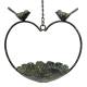 Bain Oiseau à Suspendre Mangeoire en Fonte Patinée Vert Ancien Abreuvoir Extérieur sur Chainette Forme Fleur 14,5x14,5x43cm