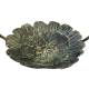 Bain Oiseau à Suspendre Mangeoire en Fonte Patinée Vert Ancien Abreuvoir Extérieur sur Chainette Forme Fleur 14,5x14,5x43cm
