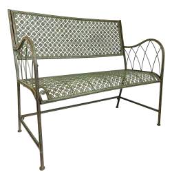 Banc de Jardin Auguste Banquette 2 Personnes Fauteuil Double d'Extérieur en Métal Vert Antique 57x93x105cm