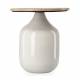 Bout de Canapé Madala Athezza Table d’Appoint Métal Blanche et Travertin Sellette Ronde Originale 45x45x50cm