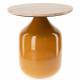 Bout de Canapé Madala Athezza Table d’Appoint Métal Moutarde et Travertin Sellette Ronde Originale 45x45x50cm