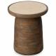 Bout de Canapé Quito Athezza Table d’Appoint Ronde Manguier et Travertin Guéridon Artisanal 40x40x44cm