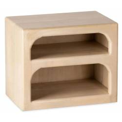 Chevet Uyuni Table de Nuit Manguier Finition Beige Guéridon d’Appoint Sellette Carrée 35x48x55cm