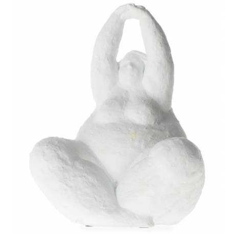 Statue Sumette Tailleur Athezza Sculpture Statuette Décoration à Poser en Ciment Couleur Blanche 15x20x25cm