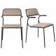 Lot de 2 Chaises Alba Zuiver Duo de Fauteuils de Table Métal Noir et Tissu Beige Assise de Repas 53,5x56,8x82,5cm