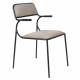 Lot de 2 Chaises Alba Zuiver Duo de Fauteuils de Table Métal Noir et Tissu Beige Assise de Repas 53,5x56,8x82,5cm